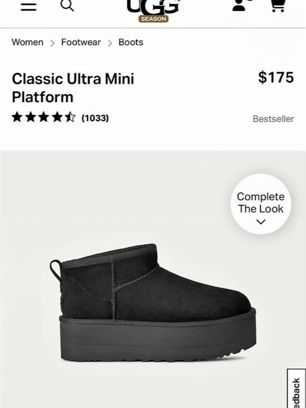 Never worn! UGG Classic Ultra Mini Platform Black Ankle Boots